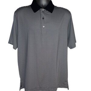 Footjoy Golf Polo Shirt Mens M Black White‎ Stripe Classic Performance Casual